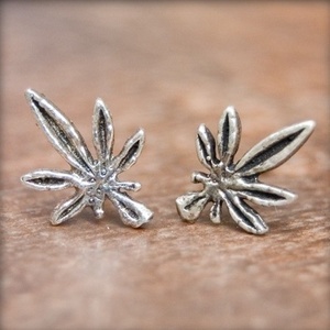 Silver Earring &quot;Marijuana&quot;
